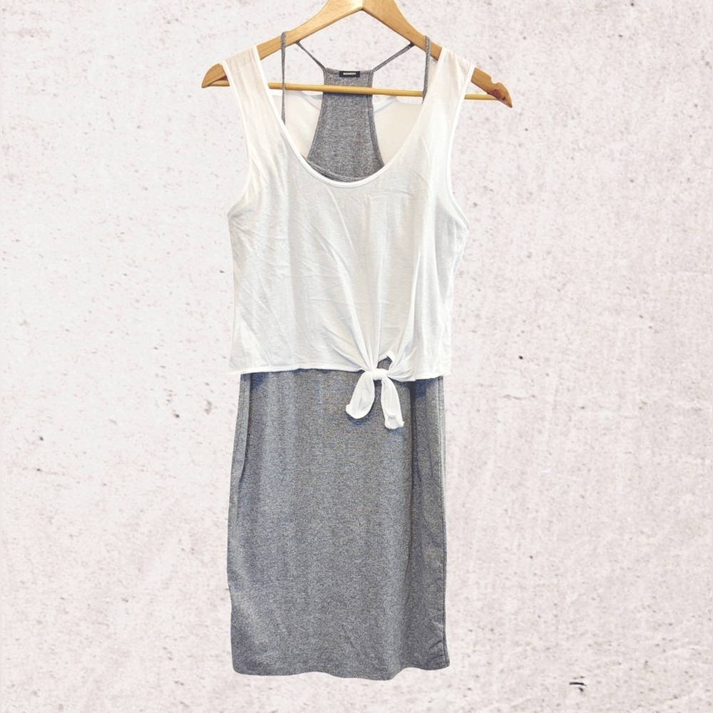 Monrow White and Gray Mini Dress